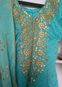 Teal Embroidered Kurta Set