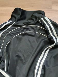 Black Track Jacket with White Stripes