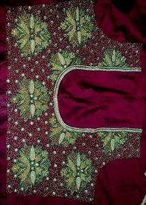 Hand Made New Zari Work Embroidered Sari Blouse