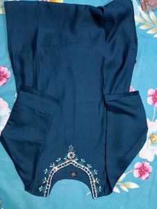 Embroidered Blue Tunic Top