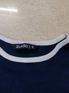 Navy blue Cute Graphic crop tee (size-s)