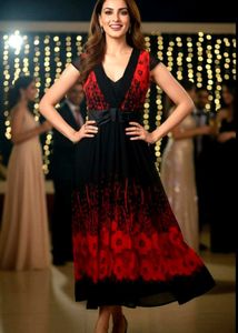 Elegant Red & Black Dress