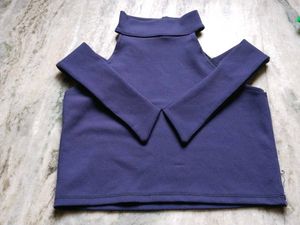 Stylish Blue Cut-Out Top