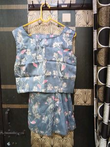 floral print choli with lehnga