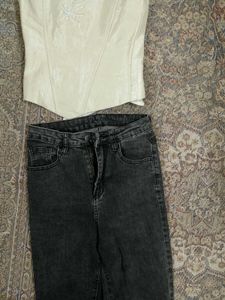 Inported Branded Charcol Grey Flared Denim.