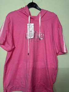 Pink Short Sleeve Hoodie