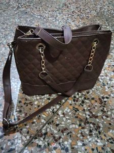 Brown Quilted Handbag