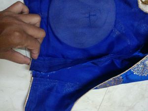 Blue Silk Stiched Blouse Padded Size: 30&#34;/32&#34;/34