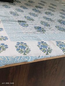 Paisley Print Cotton Double Bed Blue Bedsheet