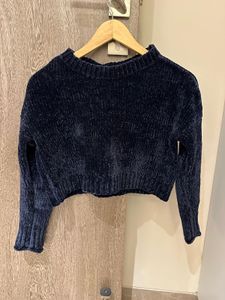 Navy Blue Cropped Sweater from ONLY