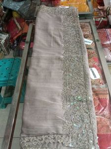 Elegant Grey Embellished Saree