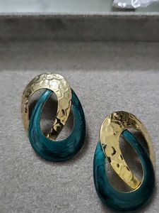 Chic Teal & Gold Earrings