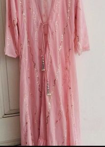 Pink Embellished Long Shrug