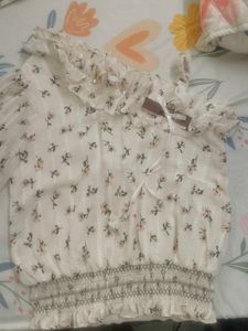 A Cute Cream Floral Top For Womens.