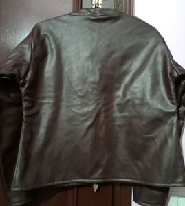 cropped brown leather jacket