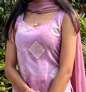 Lavender Embroidered Kurta Set