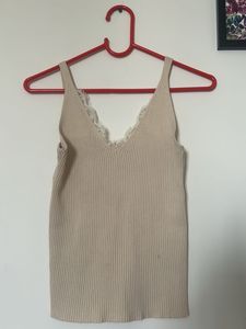Lace Trim Ribbed Tank Top
