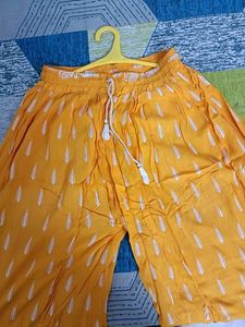 Yellow Embroidered Palazzo Pants