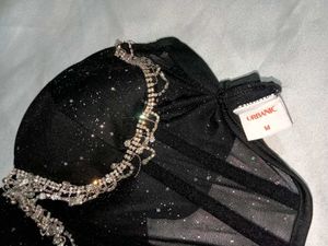 Brand New ( Urbanic)Black Sequined Mesh Corset Top