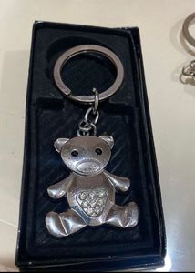 Metal Jaguar Logo And Teddy Keychain Combo