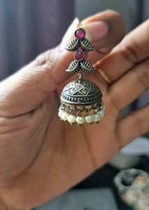 Oxidized Silver &amp; Ruby Necklace Set