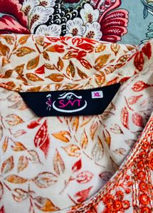 Floral Orange Print Kurta