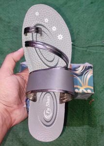 New Stylish Grey Flats  Sandals Pu Chappal Slipper