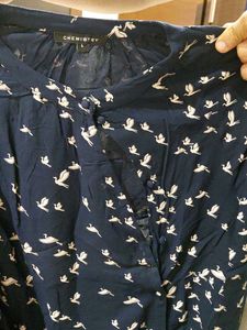 Bird Print Long Sleeve Top