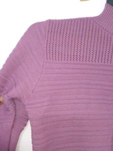 Mauve Ribbed Mock Neck Sweater