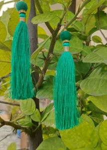 Green Tassel Earrings