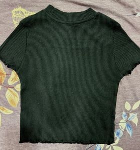 Ribbed Cutout Black Top