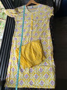 Pure cotton yellow kurta set