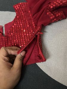 Sparkling Red Sequin Lehenga Set For Kids
