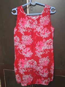 Red Floral Sleeveless Tank Top
