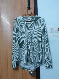 Modern Abstract Olive & White Long Sleeve Top