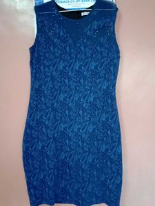 Elegant Blue Paisley Dress