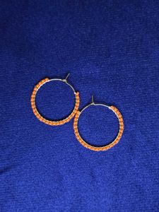 Orange Beaded Hoop Earrings(TP-HE-002)