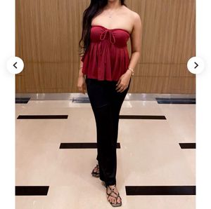 Red Ruffled Tube Top