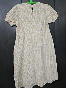 Yellow Plaid A-Line Midi Dress