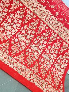 ❤️ Red &amp; Gold glitter print Festive Saree ₹ 1000
