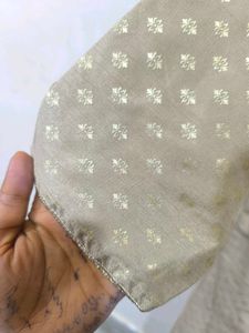 Skin Colour Festive Kurti With Golden Detailing