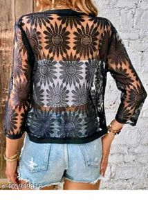 Open front three quarter sleeve shrug