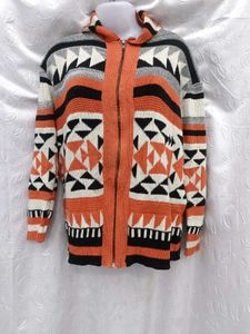 Men Colorful Patterned Knit Jacket
