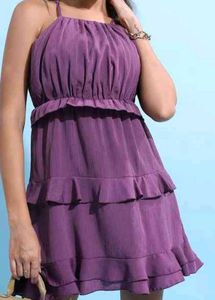 Purple Ruffle Mini Dress
