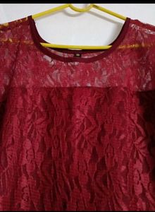 Elegant Maroon Lace Dress