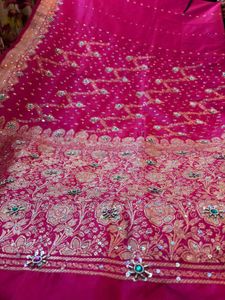 Pure banarsi Pink Embroidered Saree