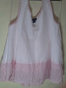 Pink Striped Tiered Tank Top