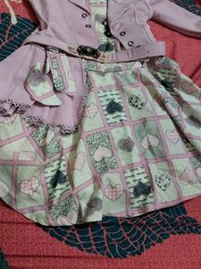 Girl&#39;s Pink Heart Dress Set
