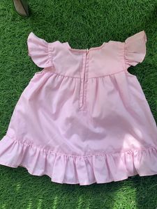 Baby Pink Dress With Hand Embroidery