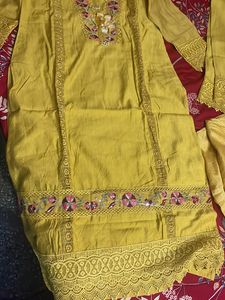 New Mustard Kurta Set With Dupatta
